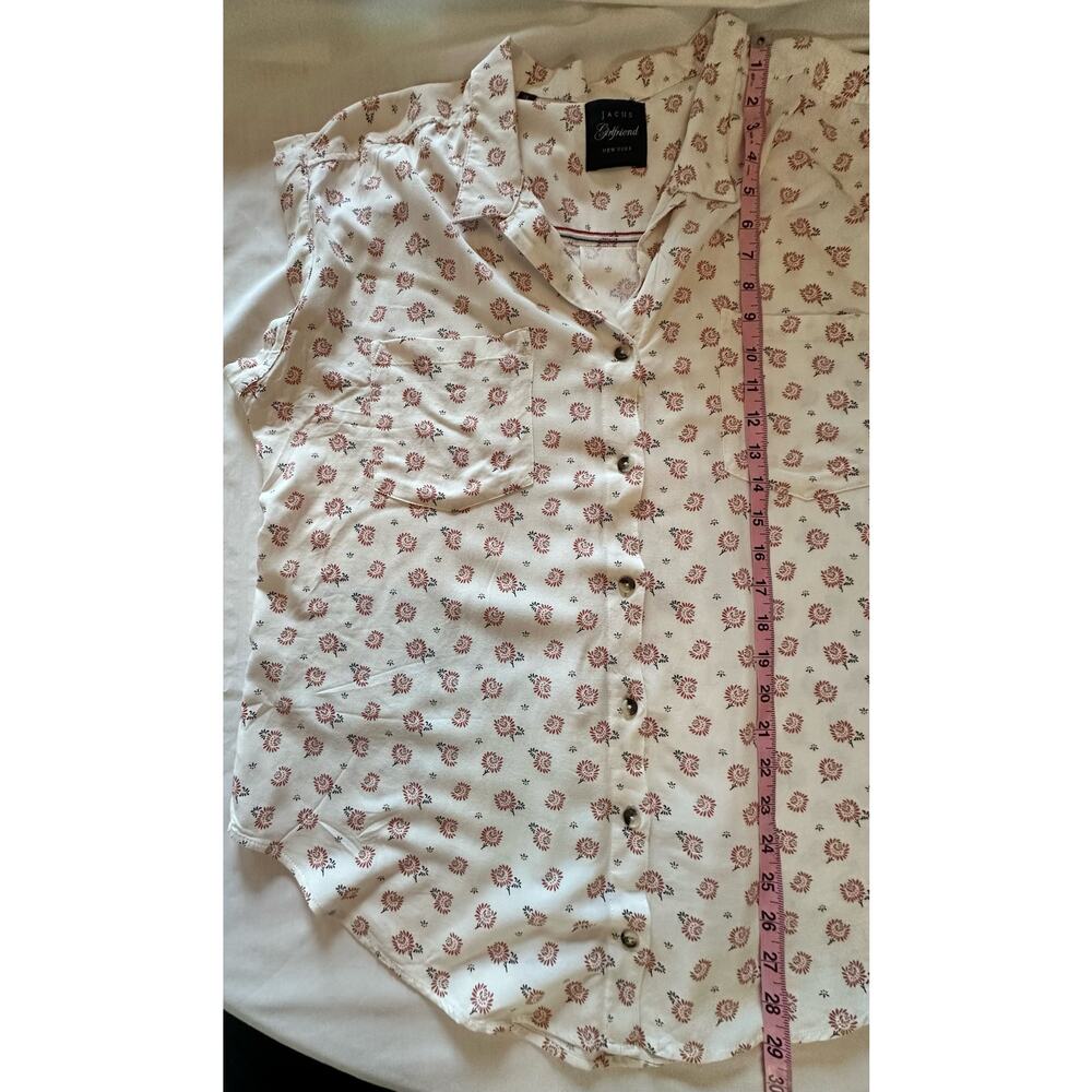 Jachs Girlfriend Womens Top Size‎ XL Floral Print Button Front Pockets Collared - Picture 5 of 6